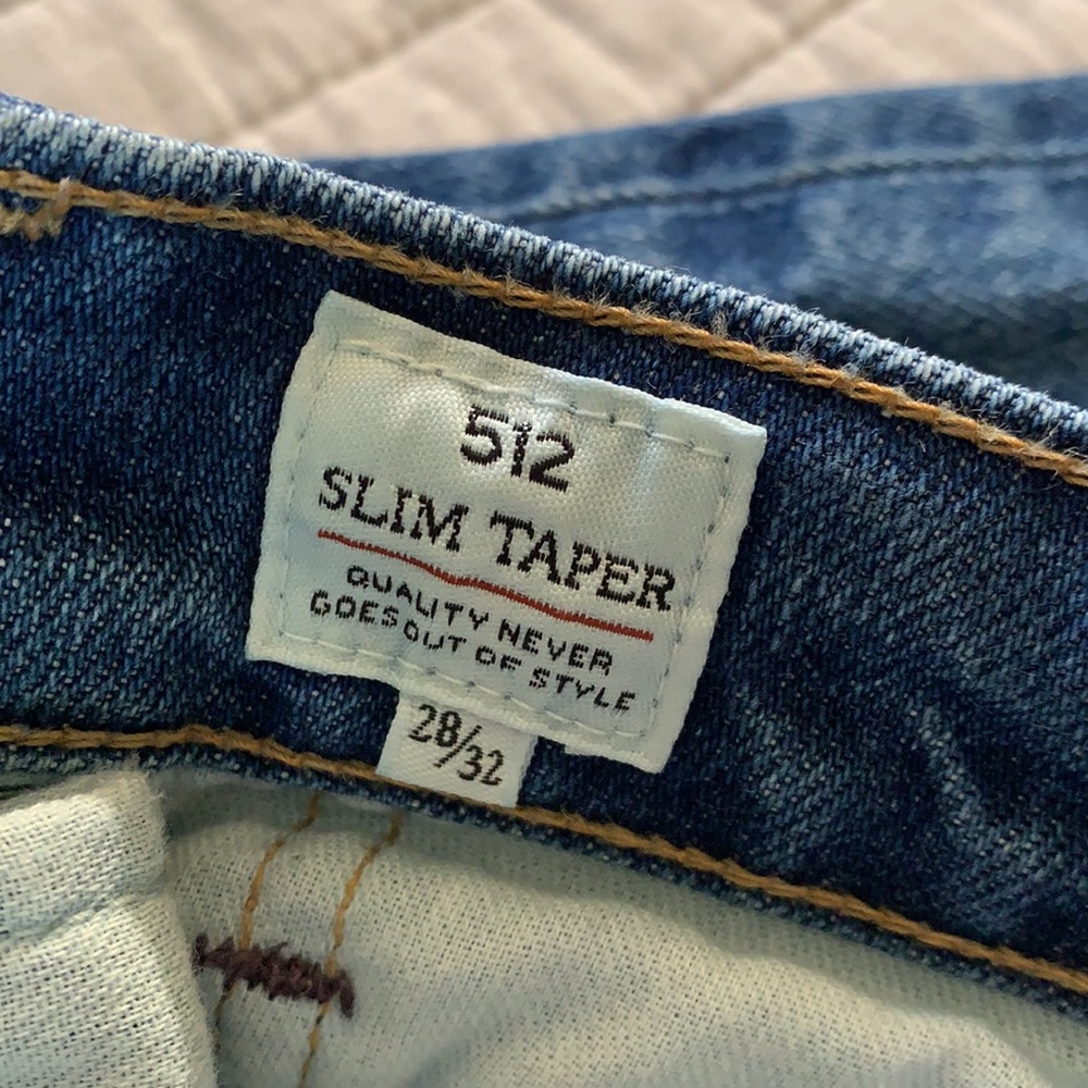 Levi’s 512 slim taper made and crafted med wash high rise unisex jeans 28/32 - Picture 8 of 16